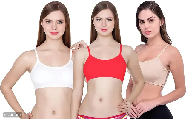 CHILEELIFE Polyester Casual Lightly Padded Medium Coverage Wire Free Self Design Sports Bra for Women