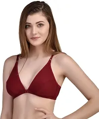 CHILEELIFE Cotton Blend Casual Non-Padded Full Coverage Wire Free Colorblock Push-up Bra for Women-thumb1