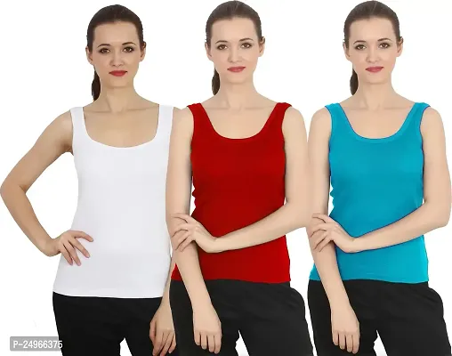 CHILEELIFE Cotton Rib Solid Casual Slim Fit U-Neck Sleeveless Tank Top/Vest Camisole for Women