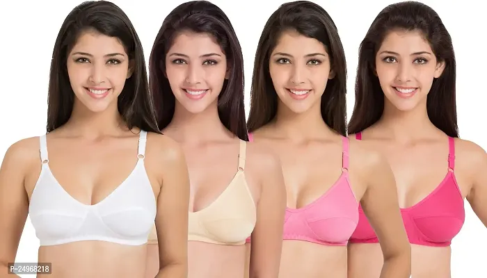 CHILEELIFE Cotton Blend Casual Medium Coverage Non-Padded Wire Free Solid Everyday Bra for Women-thumb0