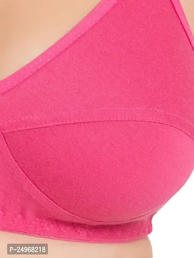 CHILEELIFE Cotton Blend Casual Medium Coverage Non-Padded Wire Free Solid Everyday Bra for Women-thumb2