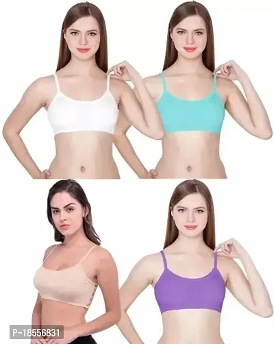 Stylish Fancy Nylon Spandex Solid Bras For Women Pack Of 4