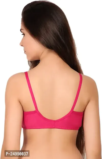 CHILEELIFE Cotton Blend Casual Medium Coverage Non-Padded Wire Free Solid Everyday Bra for Women-thumb2