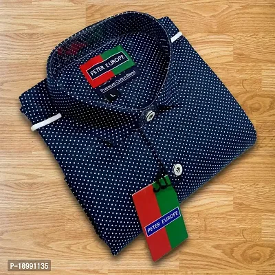 Classic Cotton Blend Dotted Casual Shirts for Men