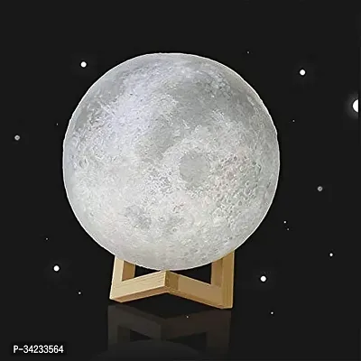 Moon Night Lamp with Plastic Stand Night Lamp for Bedroom (15 x13 Cm / 1 Pc)-thumb0