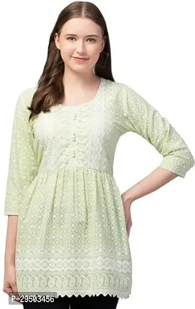 AFFLEON Women Embroidered A line Kurta Green-thumb0