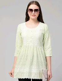 AFFLEON Women Embroidered A line Kurta Green-thumb2