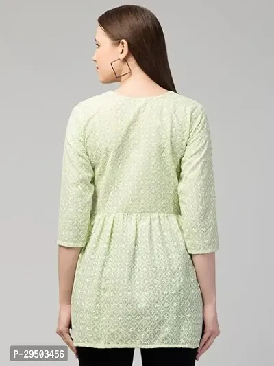 AFFLEON Women Embroidered A line Kurta Green-thumb2