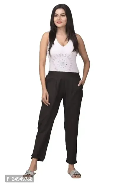 Adhisa Women Cotton Blend Solid Casual Regular fit Trousers