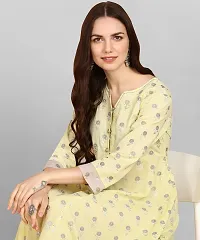 Adhisa Women's Polyester Cotton Printed A-Line Kurta-thumb1