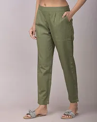 Adhisa Women Cotton Blend Solid Casual Regular fit Trousers-thumb2