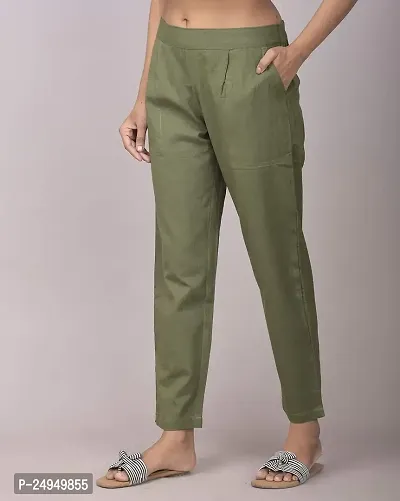 Adhisa Women Cotton Blend Solid Casual Regular fit Trousers-thumb3