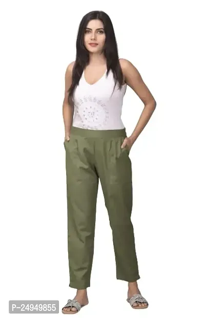 Adhisa Women Cotton Blend Solid Casual Regular fit Trousers