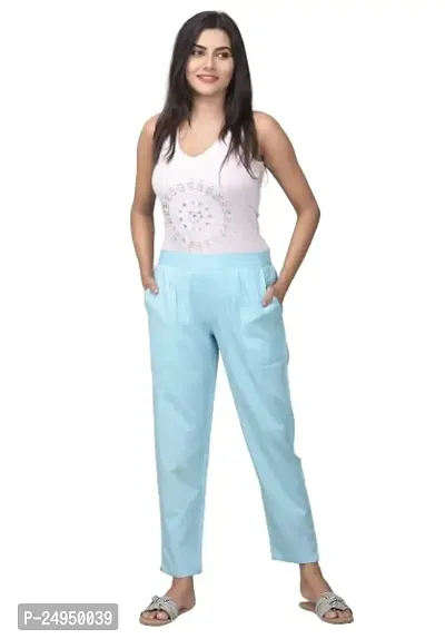 Adhisa Women Cotton Blend Solid Casual Regular fit Trousers-thumb0