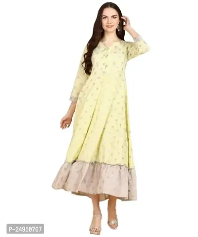 Adhisa Women's Polyester Cotton Printed A-Line Kurta