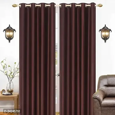 Designer Solid Plain Crush Curtain Pack Of 2-thumb0