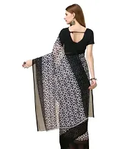 Stylish Black Georgette Printed Saree With Blouse Piece For Women-thumb1