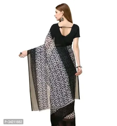 Stylish Black Georgette Printed Saree With Blouse Piece For Women-thumb2