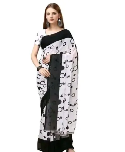 WOMANS GEORGETTE SAREE WITH BLOUSE PIECE