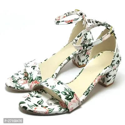 Stylish White Synthetic Leather Printed Heels For Women