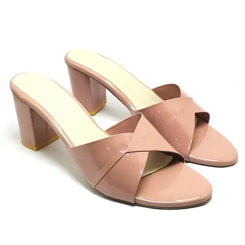 Stylish Synthetic Leather Solid Heels For Women