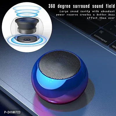 Mini Speaker Boost 4 Colorful Wireless Bluetooth Speaker Mini Electroplating Round Steel Speaker (Random from 4 Colour) No Charging Cable with Box1-thumb0