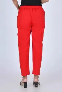 Women Regular Fit Cotton Trouser/Pant (Red)-thumb3