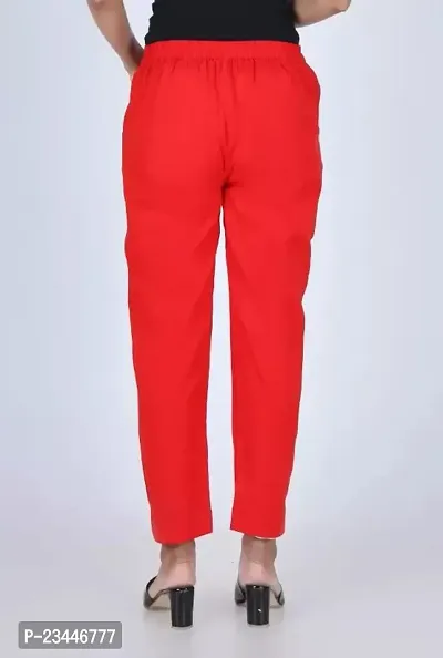 Women Regular Fit Cotton Trouser/Pant (Red)-thumb4