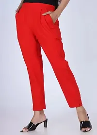 Women Regular Fit Cotton Trouser/Pant (Red)-thumb1