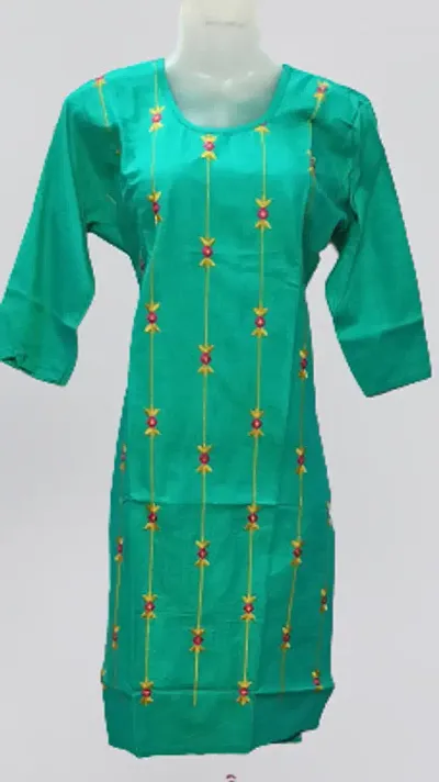 Classic Rayon Slub Embroidered Kurtas for Women