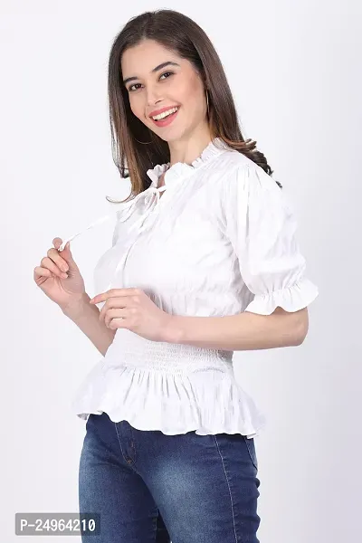 designal mode Platting Checks Neck Tie Smoke Women Top-thumb4