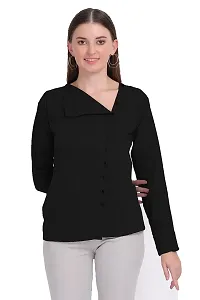 Designal Mode Women's Casual Top with Fold Neck, Side Button and Full Sleeve-thumb3