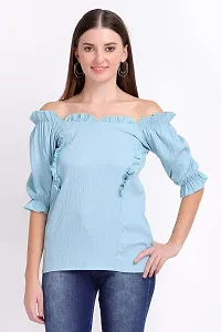 designal mode Women's Watern Top with Wrinkle Square Neck and Half Ballon Sleeve-thumb4