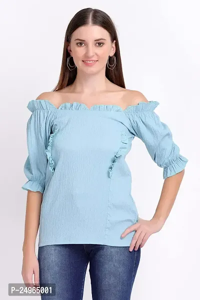 designal mode Women's Watern Top with Wrinkle Square Neck and Half Ballon Sleeve-thumb5