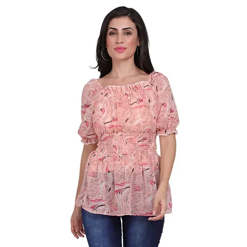 Designal Mode Women's Smoking Print Tunic Square Neck Top