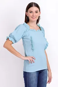 designal mode Women's Watern Top with Wrinkle Square Neck and Half Ballon Sleeve-thumb2