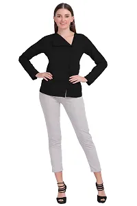 Designal Mode Women's Casual Top with Fold Neck, Side Button and Full Sleeve-thumb4