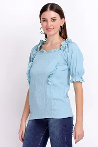 designal mode Women's Watern Top with Wrinkle Square Neck and Half Ballon Sleeve-thumb3