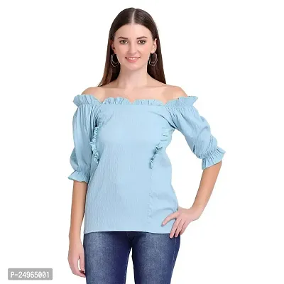 designal mode Women's Watern Top with Wrinkle Square Neck and Half Ballon Sleeve