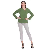 Designal Mode Women's Casual Top with Fold Neck, Side Button and Full Sleeve-thumb3