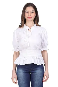 designal mode Platting Checks Neck Tie Smoke Women Top-thumb1