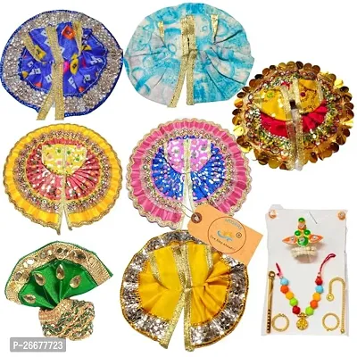 Bal Gopal Kanha Ji Thakur Ji Laddu Gopal Ji Dress With Pagdri And Accessories Pack Of 6 Multicolor-thumb0