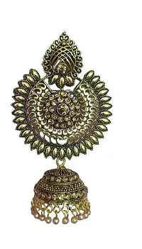 Sachiva Fashion Gold Small Diamond stone clubbing with Gold Plated Jhumka Round Style-thumb1