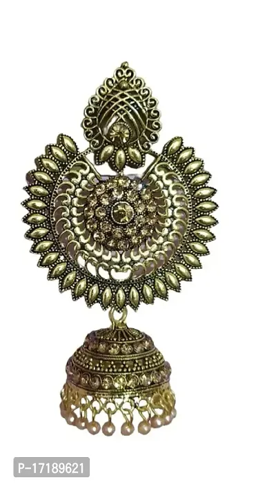 Sachiva Fashion Gold Small Diamond stone clubbing with Gold Plated Jhumka Round Style-thumb2