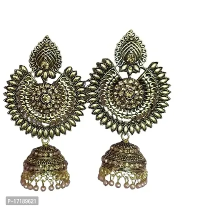 Sachiva Fashion Gold Small Diamond stone clubbing with Gold Plated Jhumka Round Style-thumb0