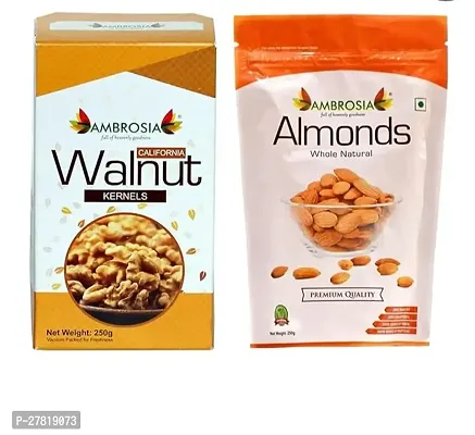 Ambrosia Almonds  Walnut Kernels 250g (Combo of 2) | California-thumb0