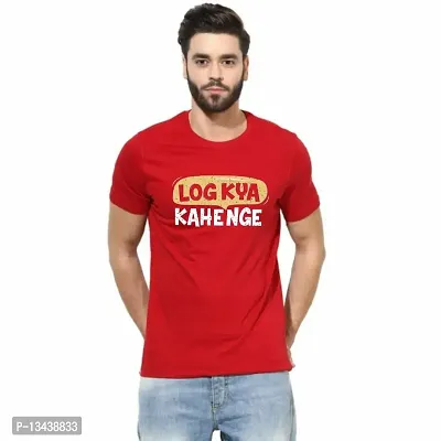 Be Crazy Funny T-Shirt | Hindi Quotes Tshirt | Round Neck Cotton t-Shirt for Men (XX-Large, RED)