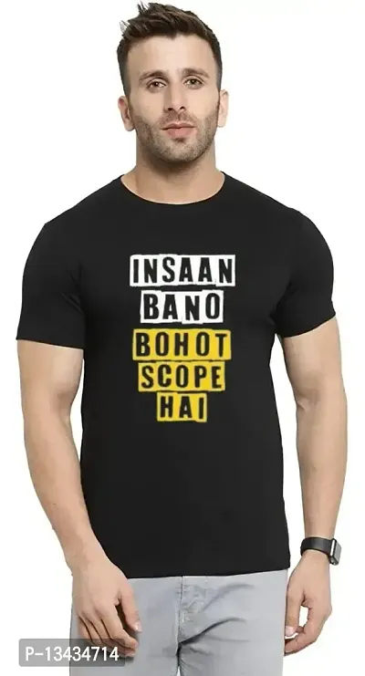 Be Crazy insan bano Hindi Funny Tshirt Cotton Printed Tshirt for Men (X-Large, Black)