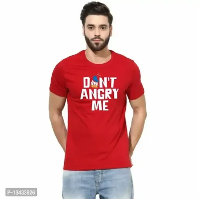 Be Crazy Dont Angry Me Donald Duck Men's Printed 100% Cotton T-Shirt - Regular Fit, Round Neck, Half Sleeves T-Shirt for Men (X-Large, RED)-thumb0