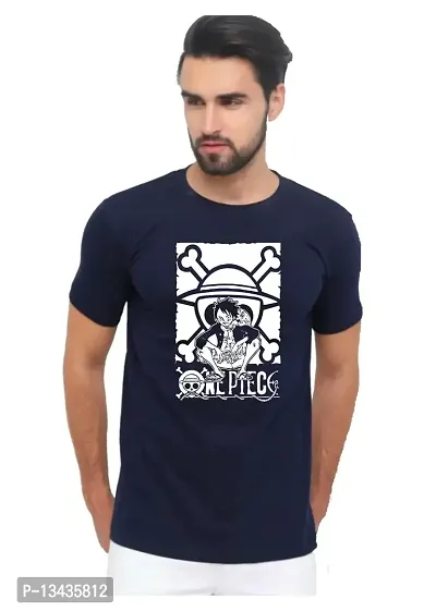 Be Crazy Monkey.D.Luffy Anime t-Shirt Cotton Printed Tshirt for Men (X-Large, Navy Blue)